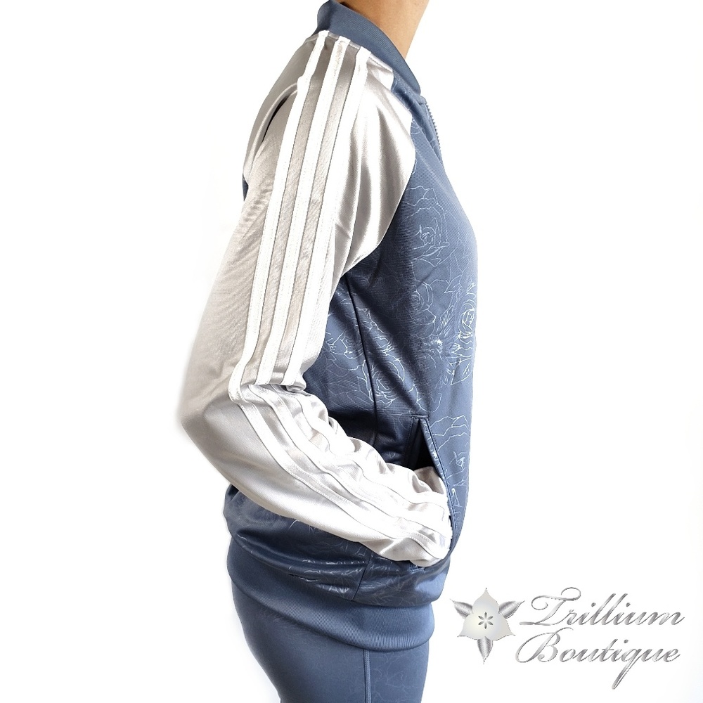 Adidas Women's Embossed Track Jacket Blue NWT! - Picture 3 of 5